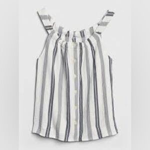 GAP White and Blue Buttoned Relaxed Tank Top